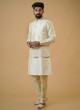 Cream Embroidered Wedding Wear Nehru Jacket Set